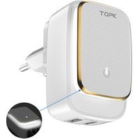 TOPK 2-Port Auto-ID EU&US 2-IN-1 Travel Wall Mobile Phone USB Charger Adapter