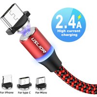 Free Shipping USLION Magnetic Charger Cable Nylon Weave USB Cable for Android Charger Cable for Type C