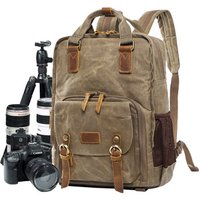 Wholesale Larger Capacity Casual Waterproof Waxed Thick Canvas Photo Camera Backpack Bag
