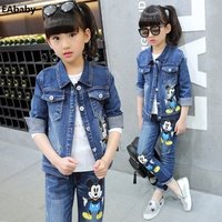 Cartoon Mouse Denim Jean & Sports Top Set