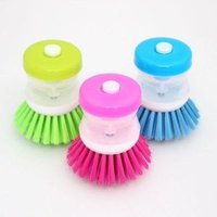 Soap Dispensing Dish Palm Brush with Powerful Nylon Bristles for Kitchen Cleaning Gadget Tool, Dishwasher Safe
