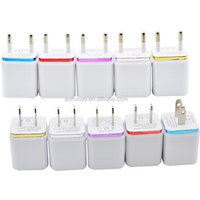 Colorful Dual USB Port US/EU model 3A 5V Travel Wall Mobile Charger w/Sviwal Plug Designed for Apple and Android Devices