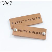 Jeans Brand Logo Embossed Leather Patches Rivets