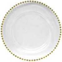 Cheap bulk hotel Wholesale Wedding Gold Silver clear steak Glass Charger Plate wedding colored beaded glass charger glass plates