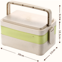 Wheat Straw Plastic Bento Box Leakproof Airtight Microwave Safe Food Container with Lock for School Office