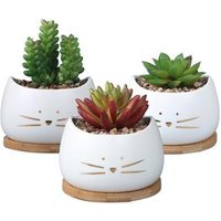 Cute Cat Ceramic Succulent Planter Pot 3.2in