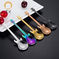 Stainless Steel Metal Guitar Shaped Shaker Mixing Coffee Spoon For Music Bar