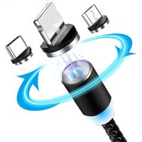 3 in 1 Fast Magnet Charge Cable LED Lighting 8 Pin Micro USB Type C For iPhone X 7 8 6 Xiaomi 4 Magnetic Charging Cables