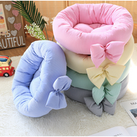 Dog Bow Striped Round House Deep Sleep