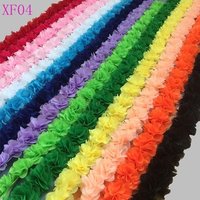 Wholesale width 5CM Multicolor Chiffon 3D Flower Lace ribbon for garment accessories