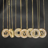 NZ1003 White Cubic Zirconia Diamond 26 Alphabet Letter Charm Pendant Necklaces A-Z Initial jewelry for Women