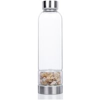 Gemstone Elixir Water Glass Bottle, Citrine Crystal Infused Water Bottle