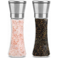 2PCS Stainless Steel Manual Salt Mill Spice Muller Tool /Stainless Steel Salt and Pepper Grinder Set with Stand