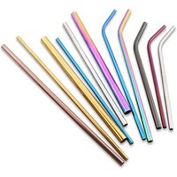 Factory Direct Price 8mm Bent and Straight Stainless Steel Drinking Colored Metal Straws