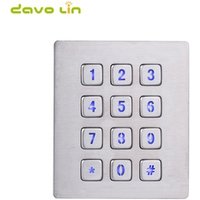 12 Keys LED Stainless Steel Usb Industrial Waterproof Metal Backlight Numeric Keypad
