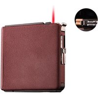 618A Erkai automatic cigarette pack 18 with creative black sanding wind straight blunt lighter automatic cigarette case