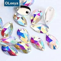 Resin Crystal AB Teardrop Sew On Rhinestones Wedding Dresses