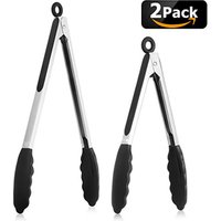 Mini Metal Silicone Kitchen Tongs Frying BBQ