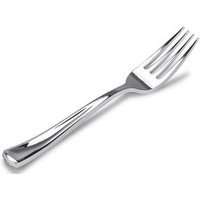 125 Disposable Heavy Duty Silver Plastic Forks, Fancy Plastic Silverware Looks Like Silver Cutlery Utensils Perfect for home