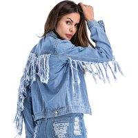 Wholesale fashion blue denim jacket women,custom jean jacket