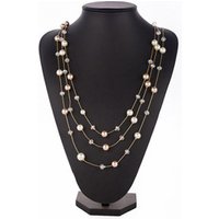 Wholesale Fashion Jewelry 3 Strand Imitation Pearl Long Necklace