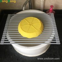 Flexible Roll Up Dish Drying Rack Over Kitchen Sink Silicone Mat Dish Drying Rack Stainless Steel Dishes Drainer