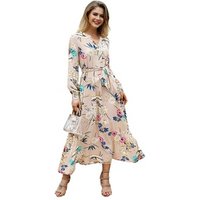 Boho Floral Chiffon Long Sleeve Casual Autumn Dress