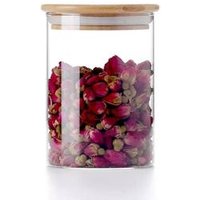 Hot sale high borosilicate lucid yogurt glass jar with wooden bamboo lid 85*150mm 750ml