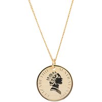 Women vintage jewelry Silver 925 Gold/Rhodium plated queen portrait coin pendant necklace by Moyu