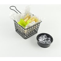Food-grade mini french fry basket fried chip chicken serving basket square fryer basket-powder coating black F0154