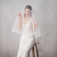 Two Layer Cut Blusher Wedding Veil Elastic Netting