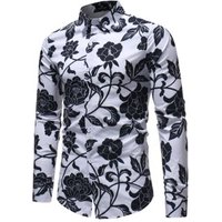 K2CS73 vintage man printed long sleeve casual shirt