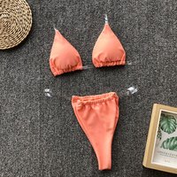 High Neck Invisible Belt Bikini Thong Swimwear