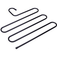 Top quality metal chrome plated iron clothes hanger S shaped layers open ended pants hangers