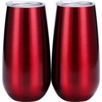 Double-insulated Stemless Champagne Flutes Wine Tumbler, 6 OZ Cocktail Cups Reusable Champagne Toasting Glasses with lids