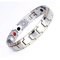 Guangzhou factory direct steel with gold color magnetic bio energy stainless steel magnetic bracelet men