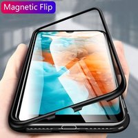 Magnetic Adsorption Metal Case For Huawei P30 Pro mate x Luxury Tempered Glass Cover For huawei P30 lite P20 Case