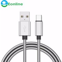 1.1M Metal Spring Metal Plug Type C USB Cable USB C Cable for Samsung S9 S8 S7 Note9 8 7 for Sony HTC