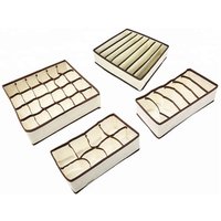 Set of 4 Foldable Collapsible Non Woven Closet Drawer Divider Kit Storage Organizers for Sundries Clothes Bra Sock Underwear