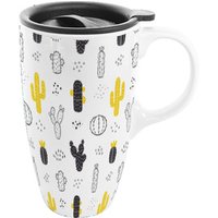 Ceramic coffee mug with plastic lid / popular ceramic travel mug / custom plain white ceramic mug