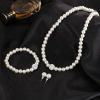 2018 Fashion Women Pearl Wedding Jewelry Set Earring&Bracelet and Necklace