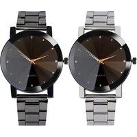Hot Sales Fashion Simple Dial Women Casual Watches Alloy Metal Bracelet Dress Crystal Design Men Quartz Watch