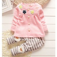 Striped Suit & Floral Jacket Set Spring Autumn