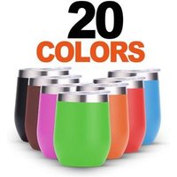 Wholesale Custom 10oz Unbreakable Insulated Shot Wine Glass Wide Mouth Stemless Double Wall Red Wine Glass with Lid