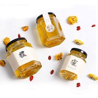 New products empty custom clear jam food storage jar hexagonal glass unique honey jars 100ml 180ml 500ml wholesale