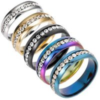 Lingsai Wholesale Stainless Steel Crystal Diamond Wedding Rings Jewelry Women Engagement Ring