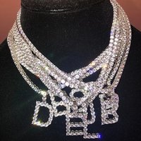 3mm cubic zirconia tennis chain initial pendant necklace