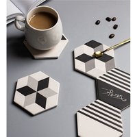 2019 Hot Sale Personalised Custom High Grade Clay Diatomite Coaster for Table Cup Pads Mat Holder with Cork Back Set of 4