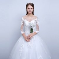 Brides Floor Length Lace Wedding Dress Large Floral Detail