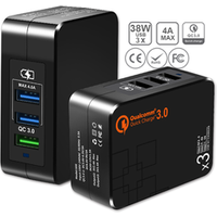 Foldable 3 USB Charger Quick Charge 3.0 Fast Charger QC3.0 QC2.0 30W Wall USB Charger Adapter for Portable Mobile Phone